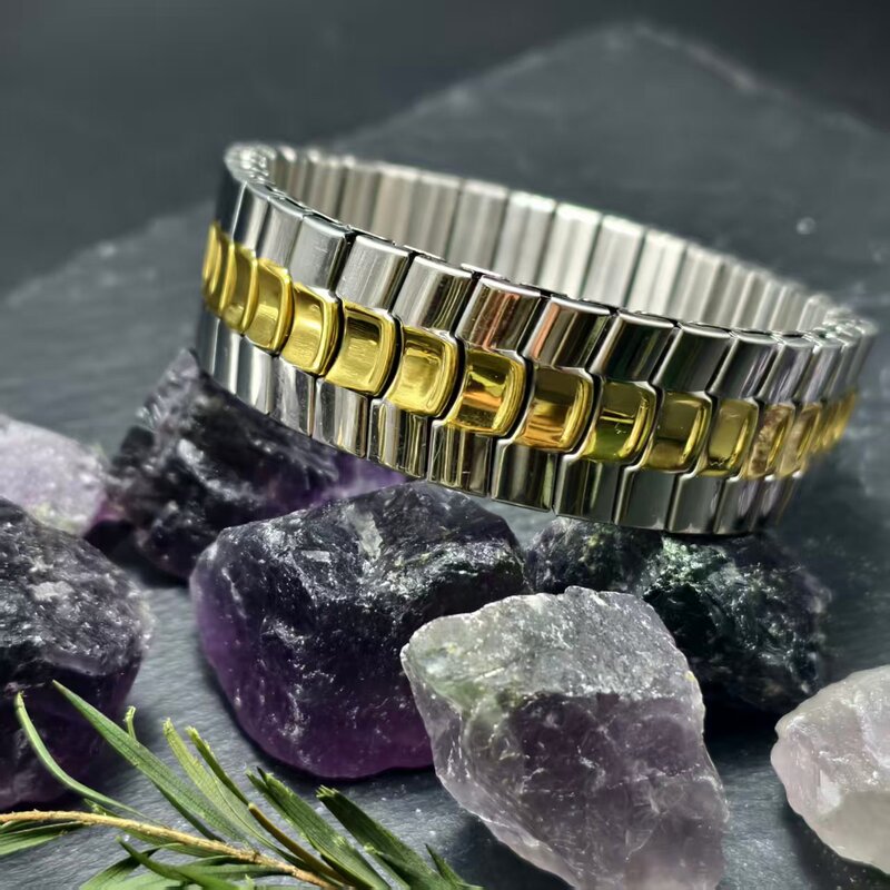 Wholesale Silver Bracelets European and American Style Titanium Steel Stainless Steel Fancy Flat Mirror Surface Color-Preserving Elastic Stretchable Personalized Women's