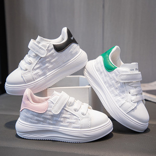 Korean version of children's white shoes 2024 spring new girls sneaker cross-border foreign trade leather all-match boys' skate shoes