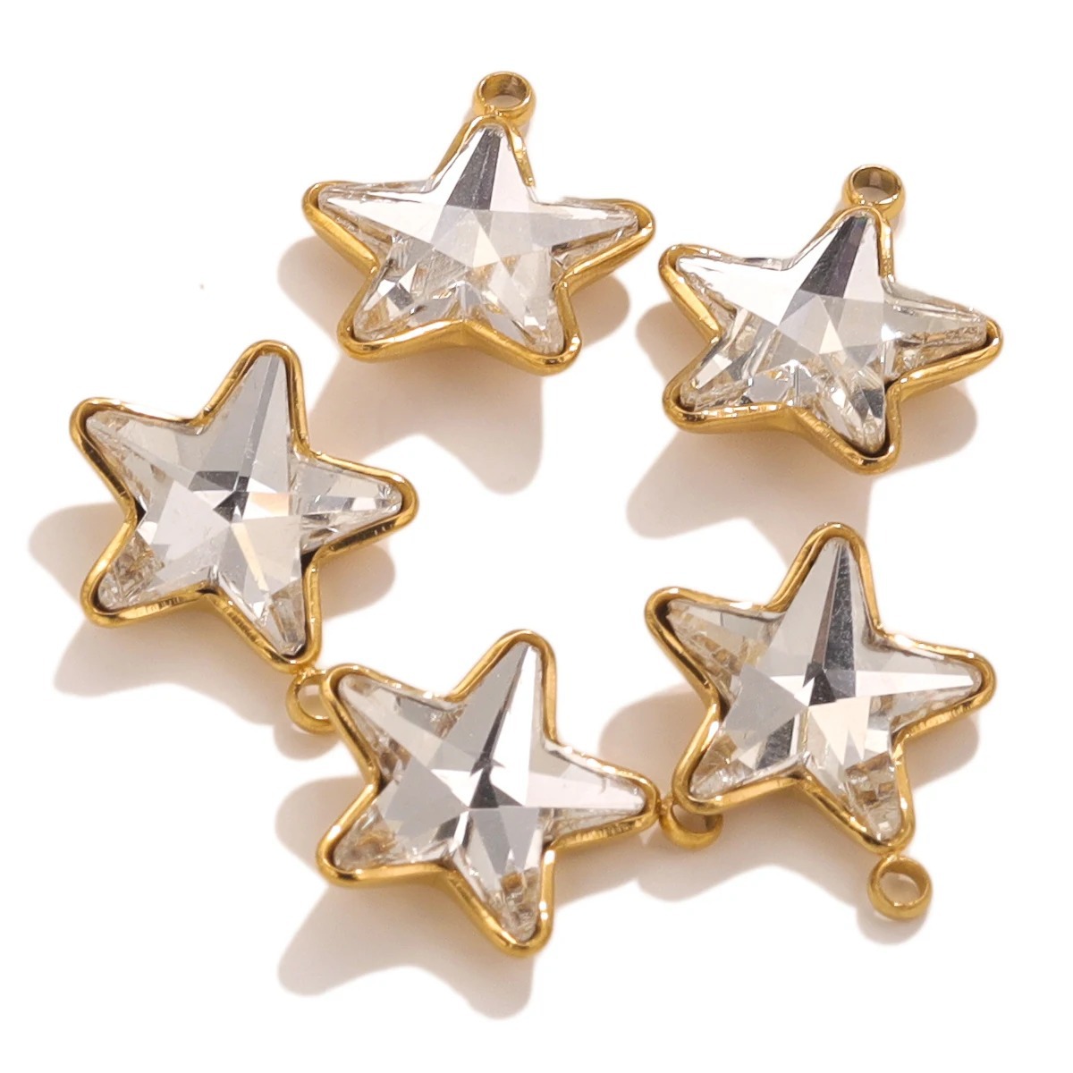 Colgante de cristal de color de acero inoxidable pentacolgante de nuevo collar colgante DIY accesorios joyería