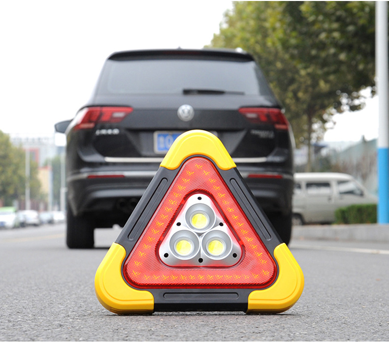 Car Triangle Warning Sign LED Flashing Solar Powered Emergency