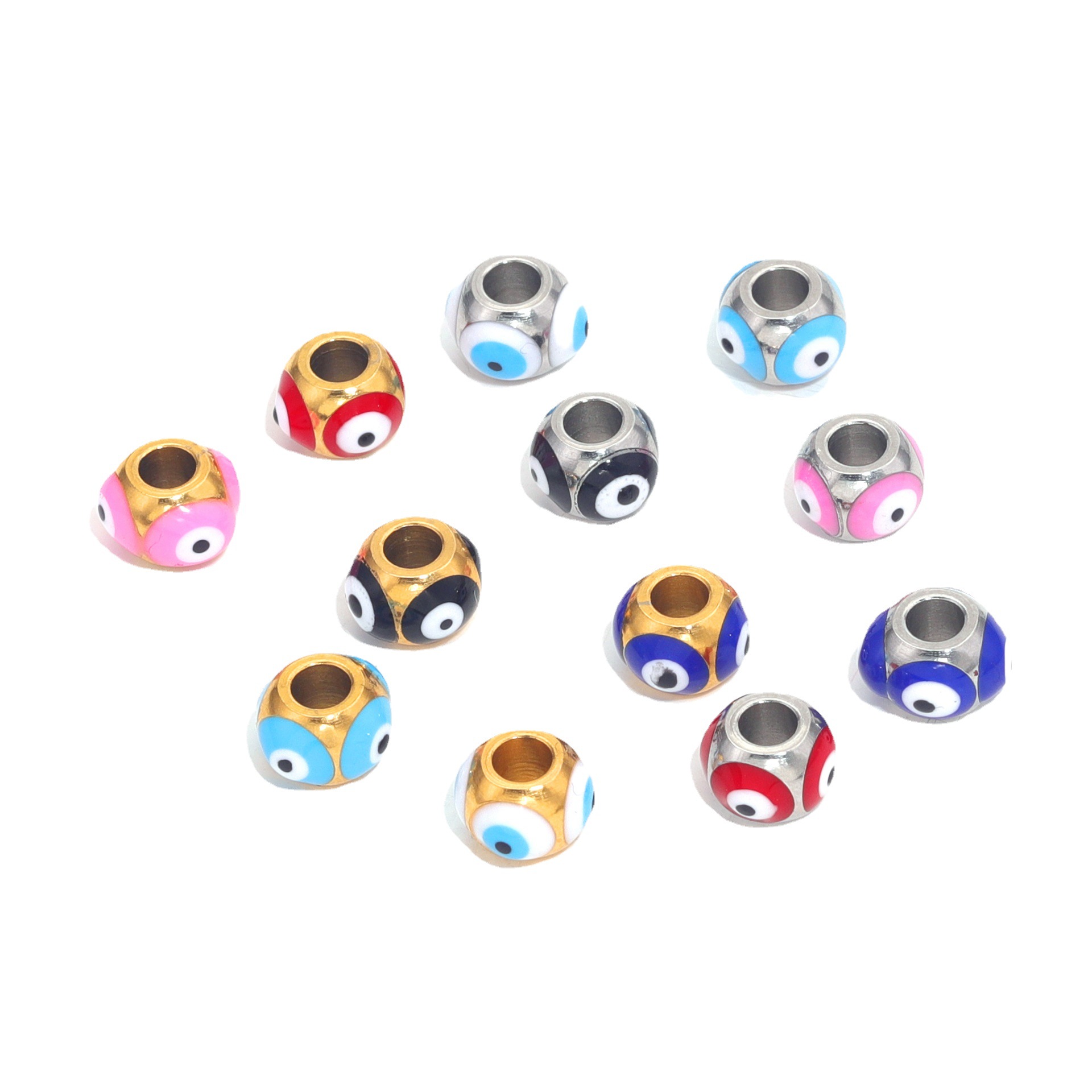 Cuentas cuadradas de acero inoxidable de ojo del diablo europeo y americano cuentas de esmalte de doble cara gota de aceite ojo cuentas espaciadoras cuentas sueltas joyas de bricolaje