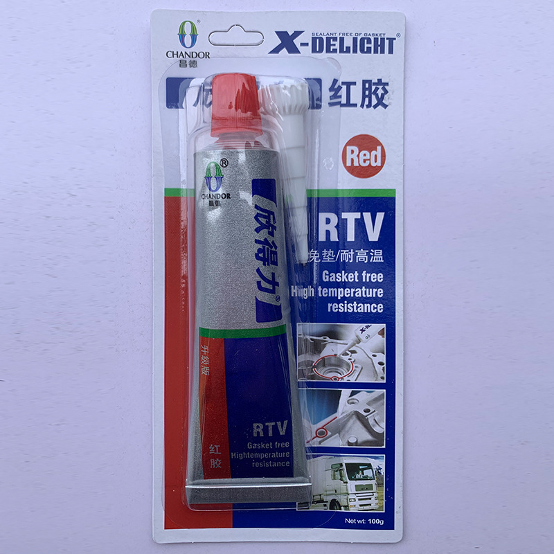 欣得力红胶100g免垫片密封胶水588升级版RTV耐高温320度耐压10MPa