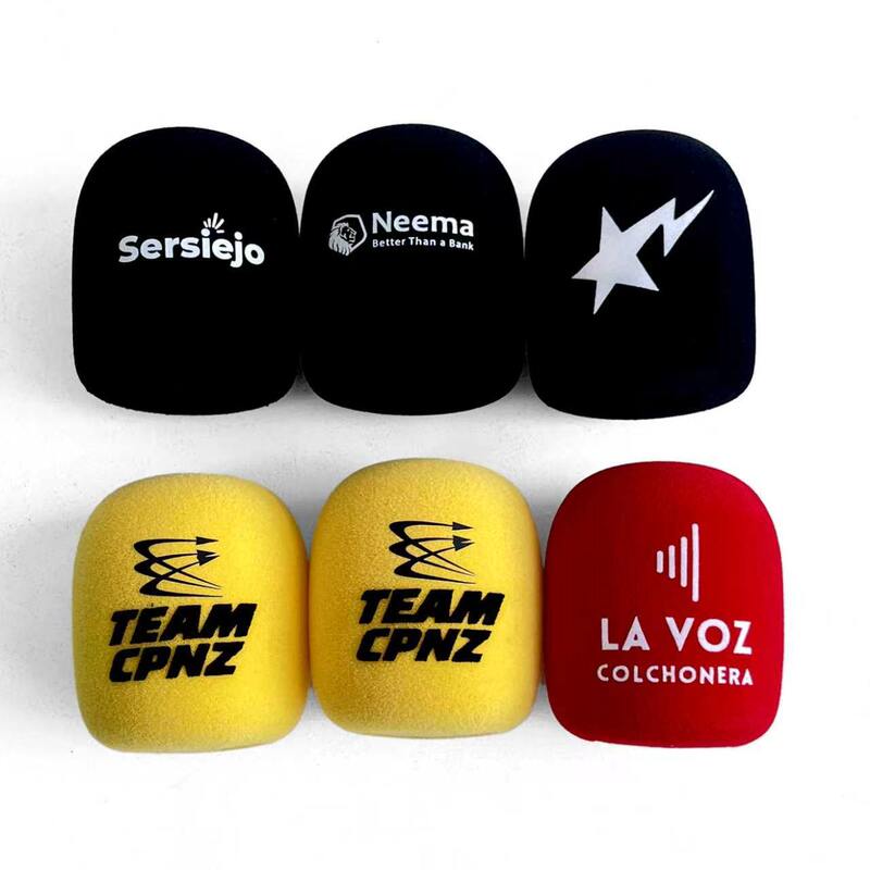 Manufacturer wholesale round flocked logo handheld microphone protective cover, windproof microphone cover, customizable