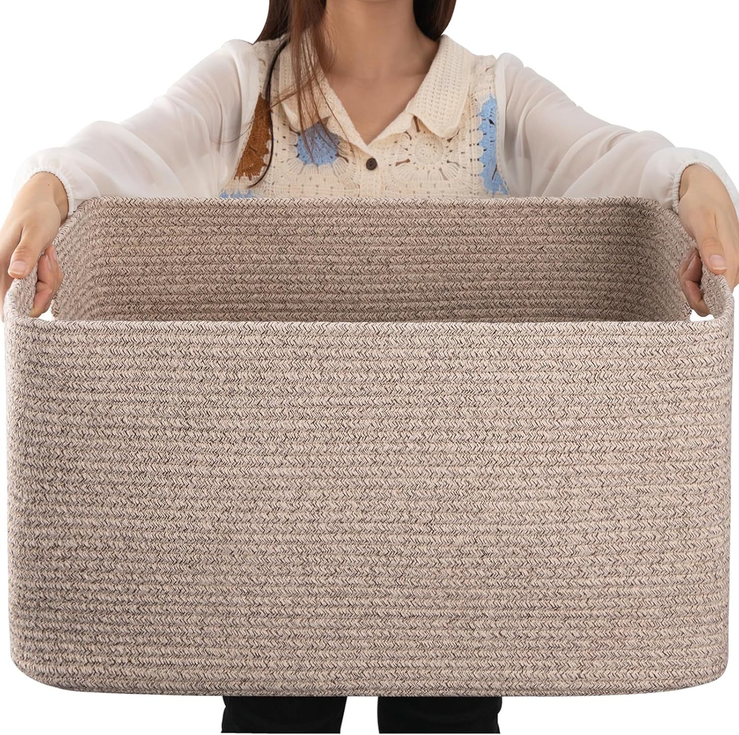 Fábrica directa gran tela de algodón trenzada canasta de ropa sucia canasta de almacenamiento de juguetes armario de dormitorio canasta de almacenamiento plegable