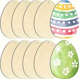 跨境Easter装饰挂件DIY彩绘涂鸦木片未完成鸡蛋彩蛋Easter装饰品