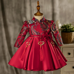 Birthday dress for girls, autumn Chinese style Tang suit princess dress, baby Chinese style small dress for birthday party, zhuazhou clothing