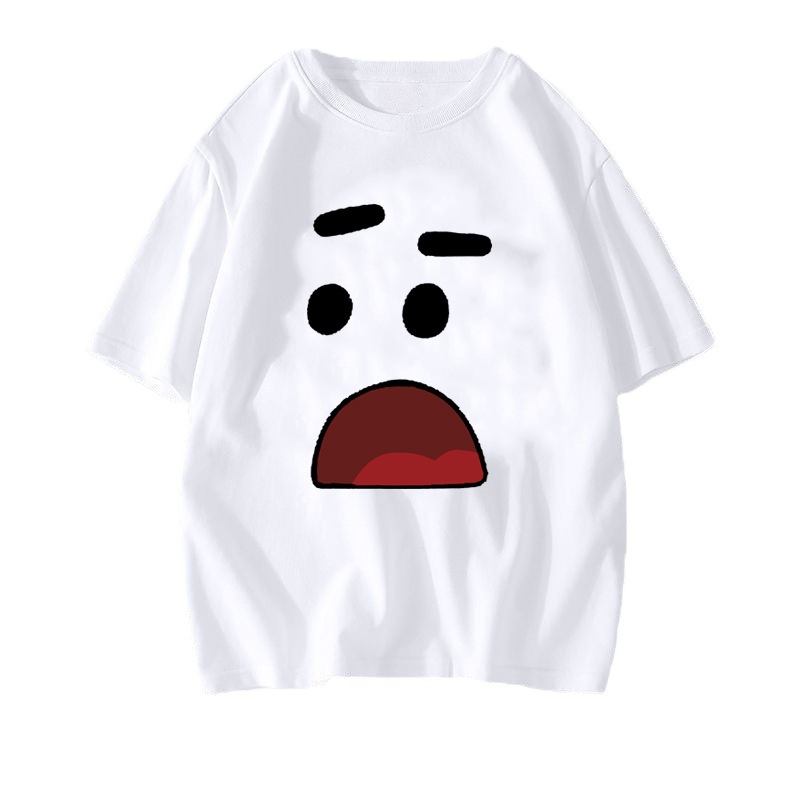 Bolsa de expresión facial manga corta Camiseta Linda cuello redondo Camiseta de manga corta para hombres y mujeres estilo coreano estudiante moda suelta ins Top par desgaste T image 7