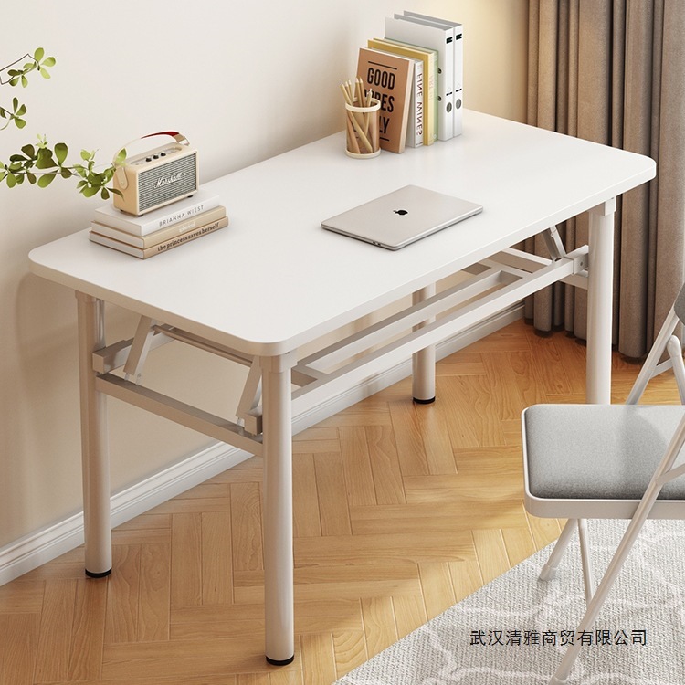 Foldable Computer Desk for Bedroom, Home Office, Study, Small Apartment, Simple Rectangular Desk for Rental Housing