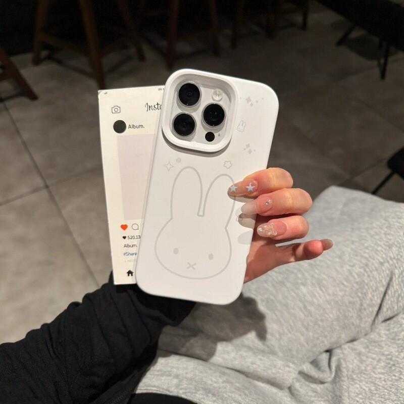 线条米菲兔适用苹果17promax手机壳iPhone16promax仿液态新款15个