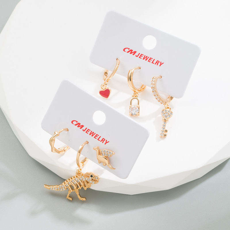 Fashion Geometric Alloy Stoving Varnish Plating Artificial Gemstones Earrings