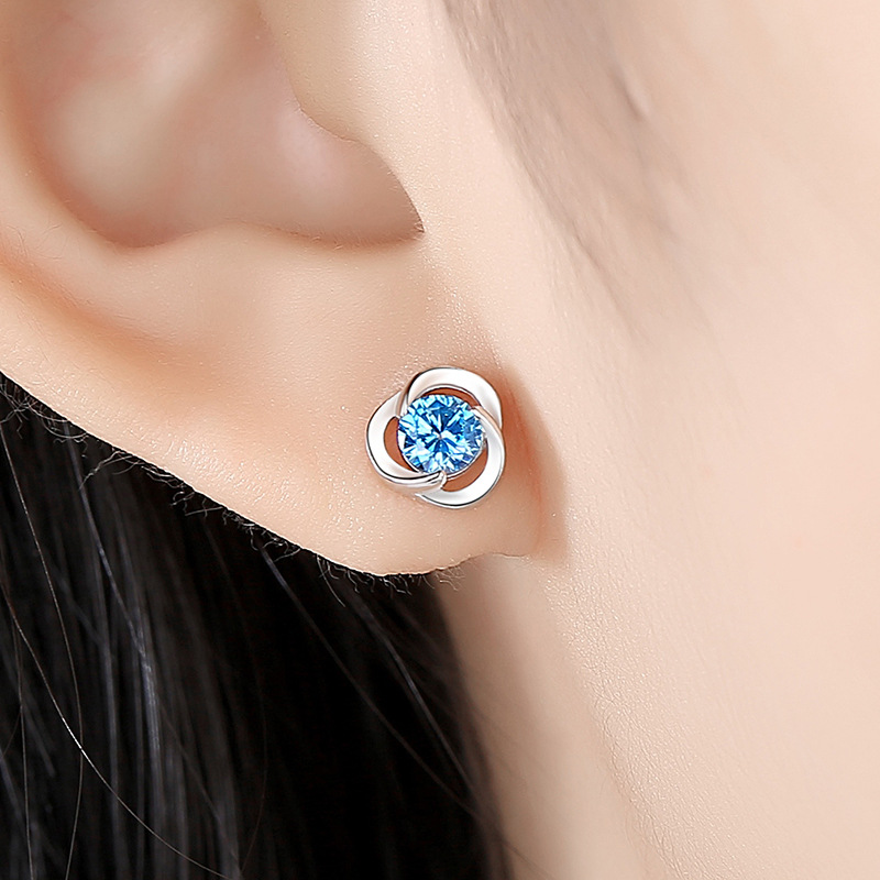 Pendientes de la suerte de trébol de plata esterlina S925