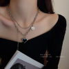 Small necklace stainless steel with letters, design retro chain for key bag , trend of season