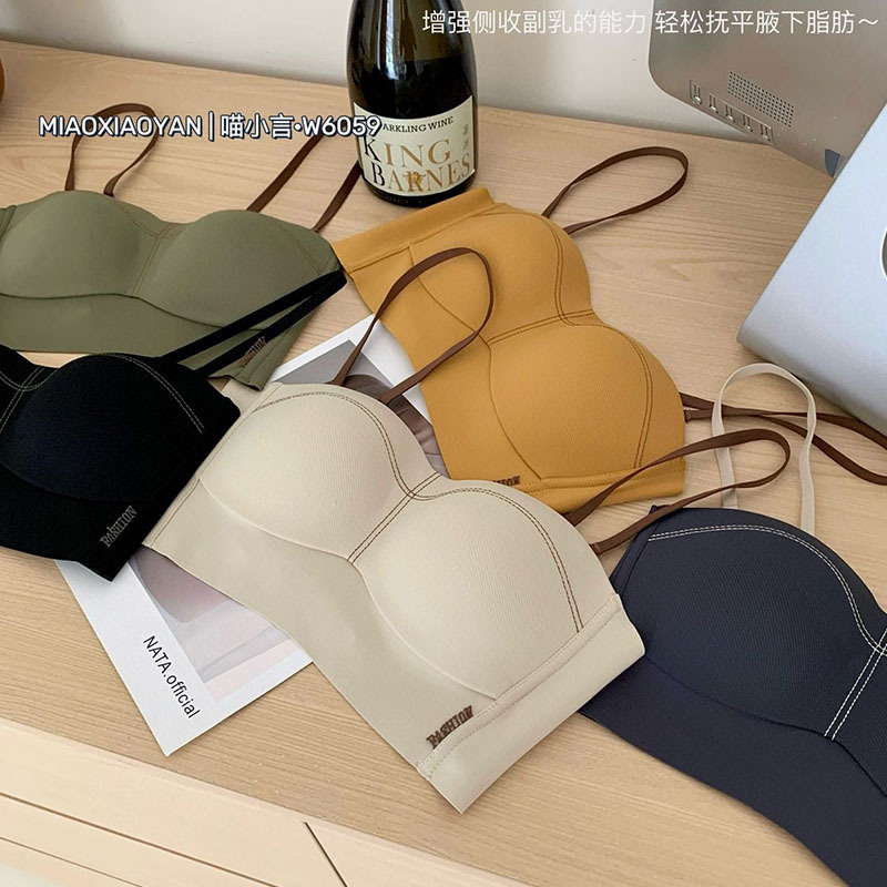 2024秋冬一體懸浮杯時尚文胸罩直播禮服杯抹胸無肩帶內衣外貿跨境