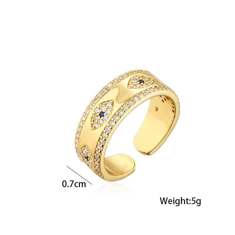 Bague D&#39;ouverture D&#39;oeil De Diable En Cuivre Zircon Micro-incrusté De Mode 18k En Gros Nihaojewelry display picture 1