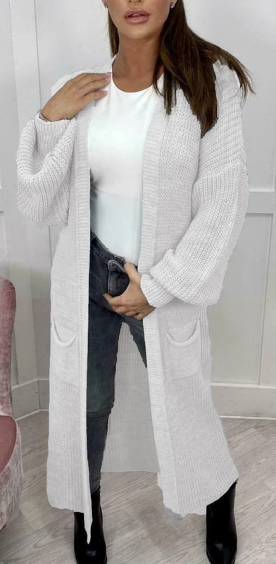 亚马逊秋冬长款开衫跨境大码宽松开襟毛衣欧美外贸针织灯笼袖外套|undefined