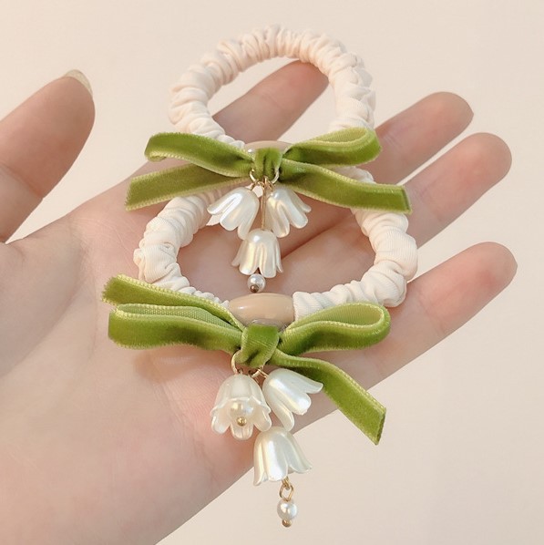 Lily orquídea pelo cuerda banda de pelo Mori Super Hada fresca linda flor temperamento corbata de pelo del todo-fósforo banda de goma elástica cuerda de pelo