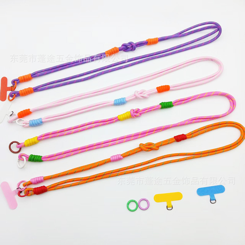 Cross-Border Mobile Phone Lanyard Cross-Body Wrist Rope Adjustable and Carryable Braided Lanyard Anti-Loss Color Matching Simple Hanging Neck Rope