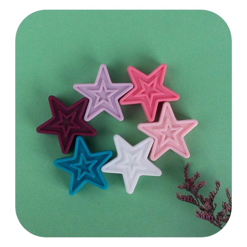 Estrella silicona molar juguete mordedor pulsera chupete cadena collar accesorios estrella de cinco puntas DIY bebé suministros Accesorios