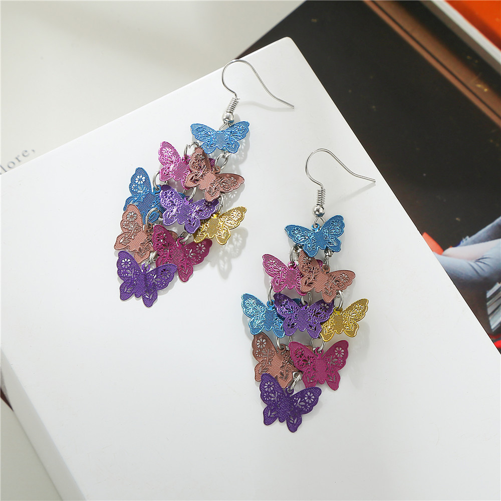 Colorful Shell Butterfly Sequins Long Womens Earrings Affordable Luxury Fashion Design Cold Style European and American Style Exaggerated Earringspicture9