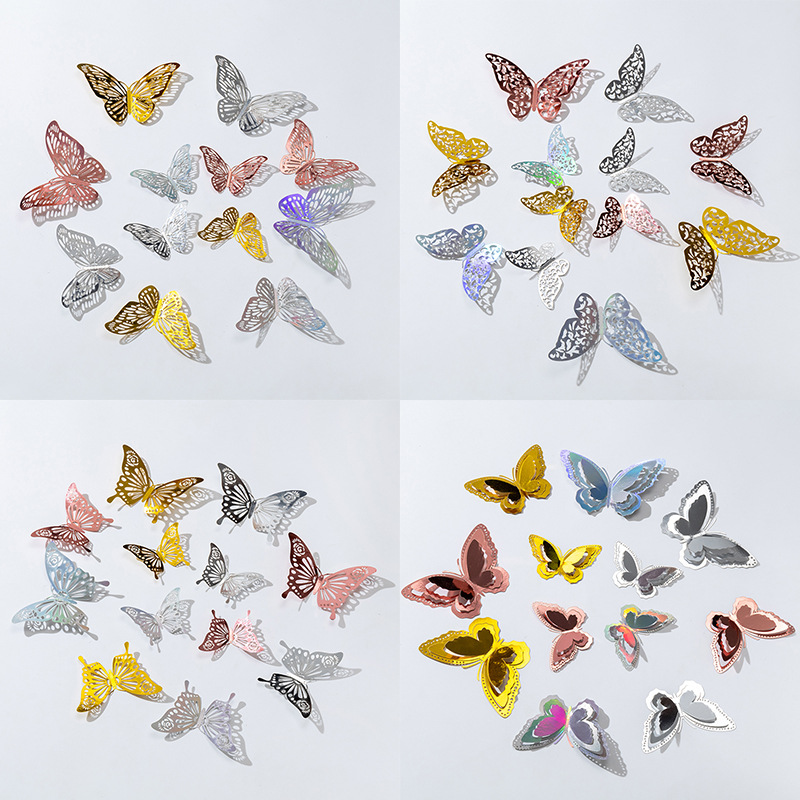 3D estereoscópico mariposa pared pegatinas decoración de alta sensación autoadhesiva casera diseño festivo de bodas caseras pegatinas creativas festivas image 1