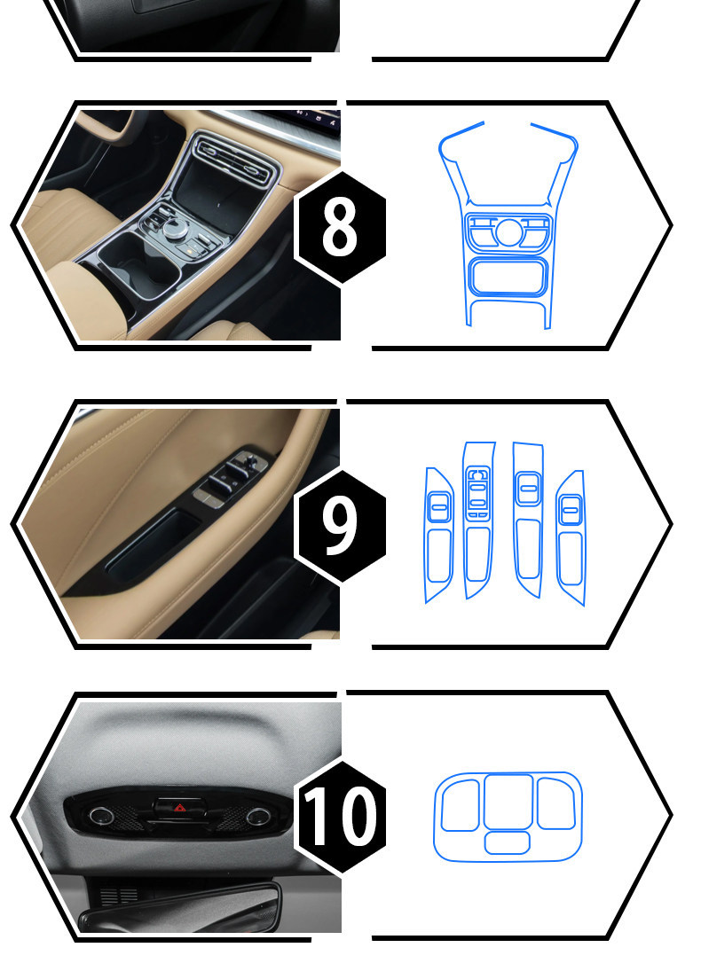 Suitable for 26 Models of Galaxy Star 6 Navigation Instrument Panel Film, Door Panel Protective Film, Interior Sticker Modification