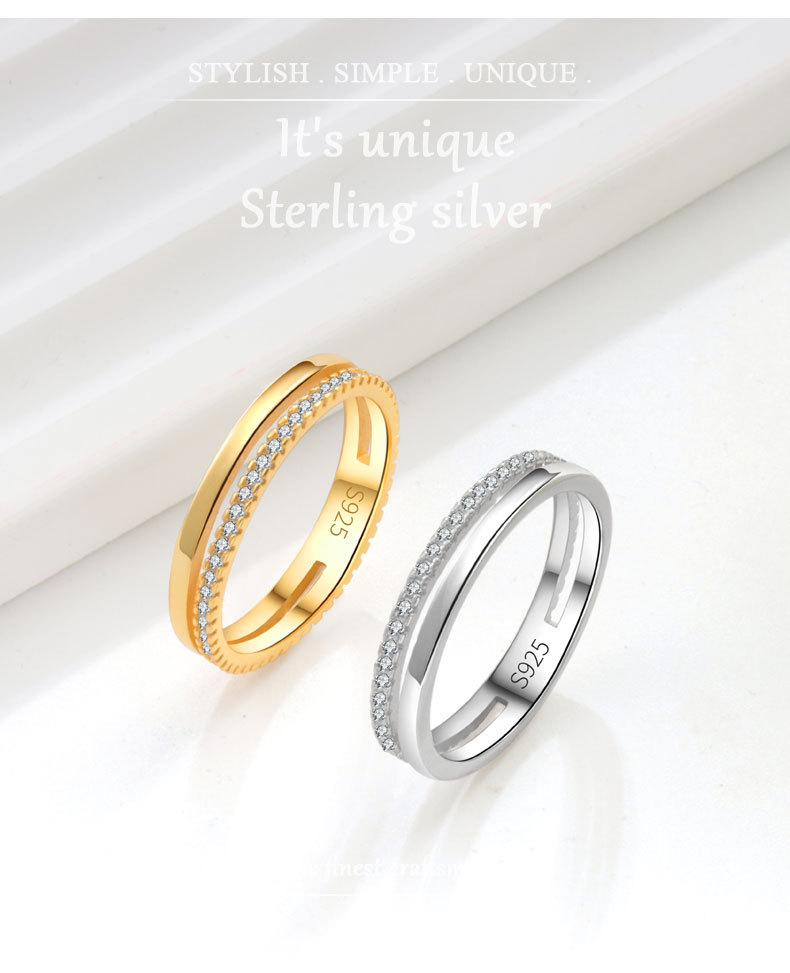 3g Weight 18K Gold Plated 925 Sterling Silver Geometric Rings 925 Sterling Silver Rings