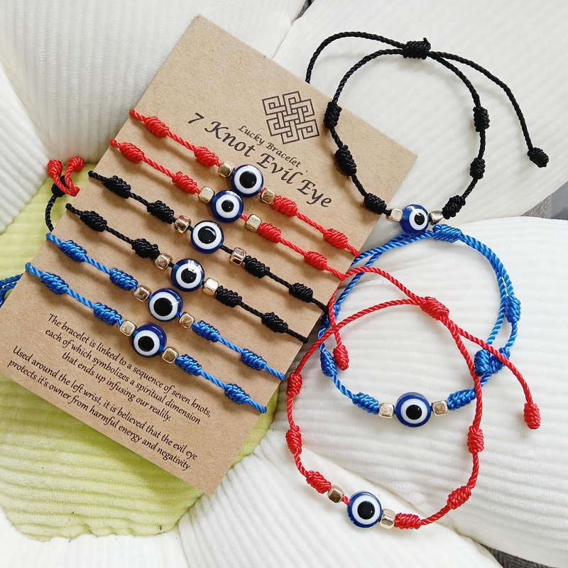 European and American Amazon New Cross-Border Commuter Fashion Evil Eye Card Bracelet Set Classic Adjustable Rope Hand Jewelry