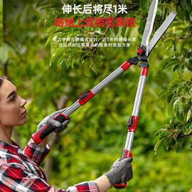 德力西粗枝剪园艺剪刀草坪篱笆剪大剪刀园林工具K5钢省力伸缩耐用