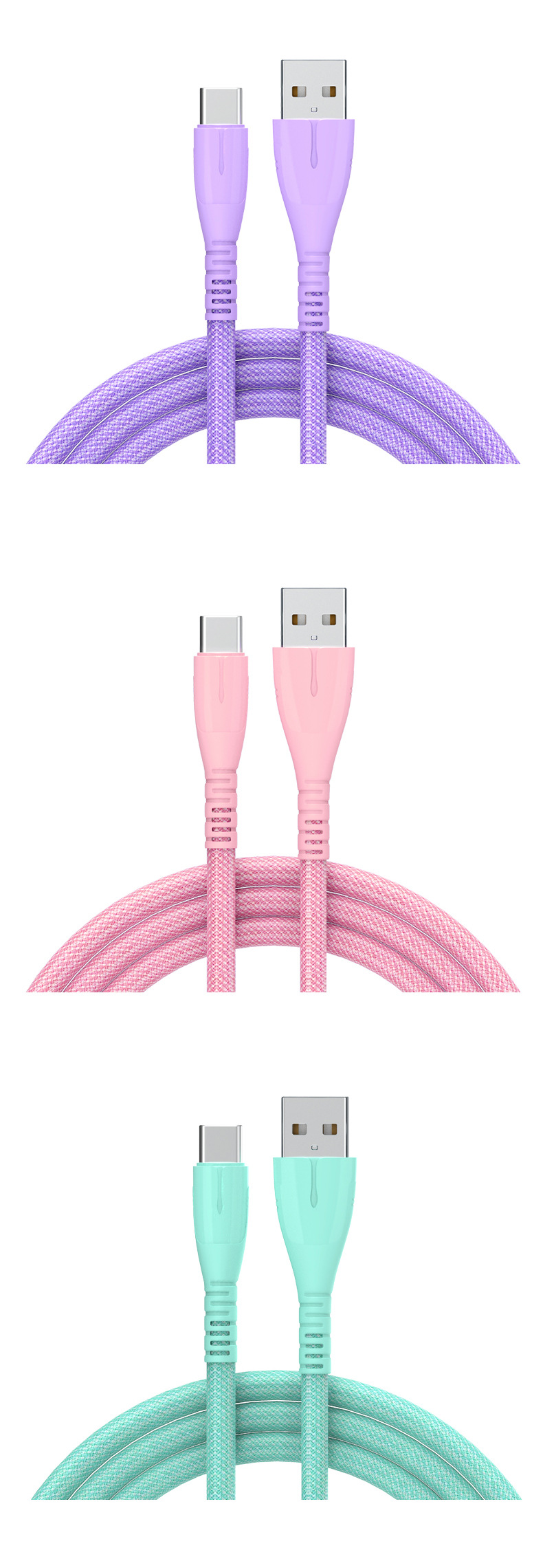 3A wholesale cross-border new model with indicator light fast charging QC3.0 charging cable, nylon braided USB mobile phone data cable pic 14