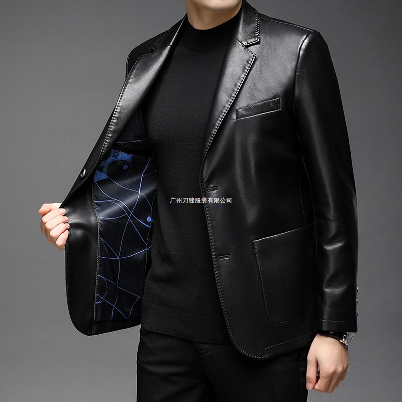 Spring and Autumn New Haining Genuine Leather Suit Men's Slim Business Casual Leather Suit Thin Jacket Leather Jacket Men Spring and Autumn New Haining Genuine Leather Suit Men's Slim Business Casual Leather Suit Thin Jacket Leather Jacket Men