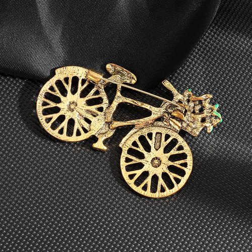 European and American cross-border retro rhinestone-encrusted bicycle brooches, personalized fashionable men's and women's suit brooches, brooch manufacturers wholesale
