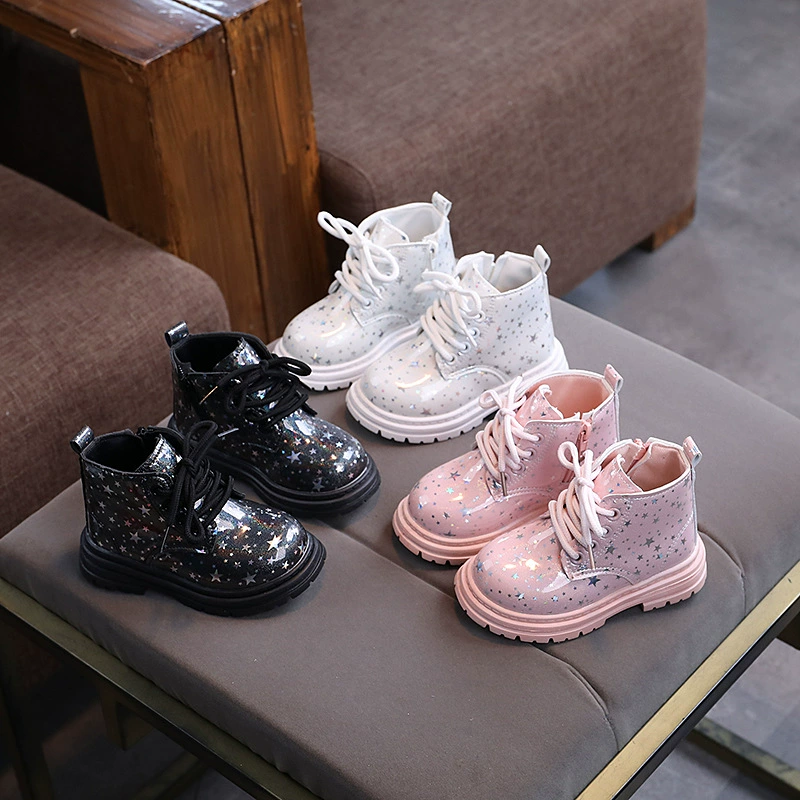 Новые модные детские короткие ботинки осень 2025 для малышей, универсальные блестящие ботинки в корейском стиле на мягкой подошве для мальчиков и девочек, модель «Мартин»