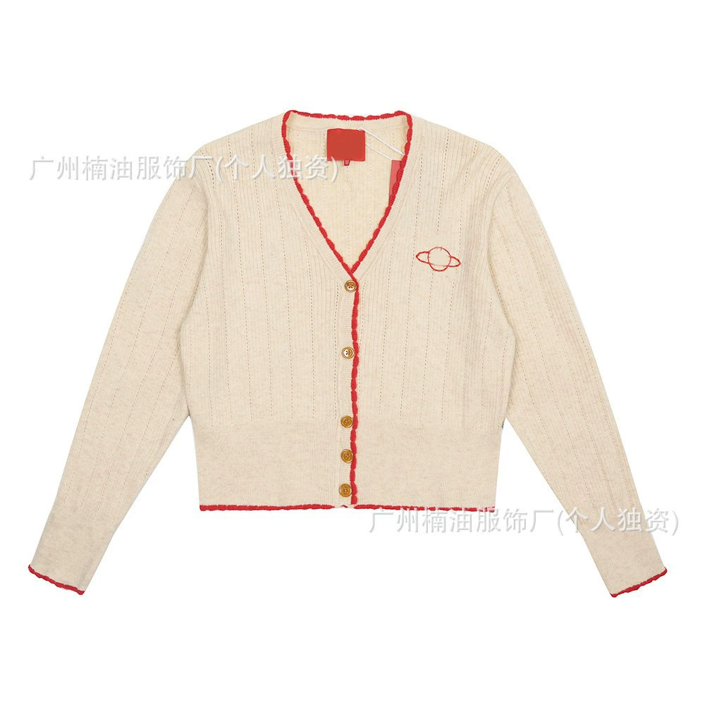 Женский кашемировый кардиган-жилет с вышивкой Queen Mother Saturn от Vivienne Westwood