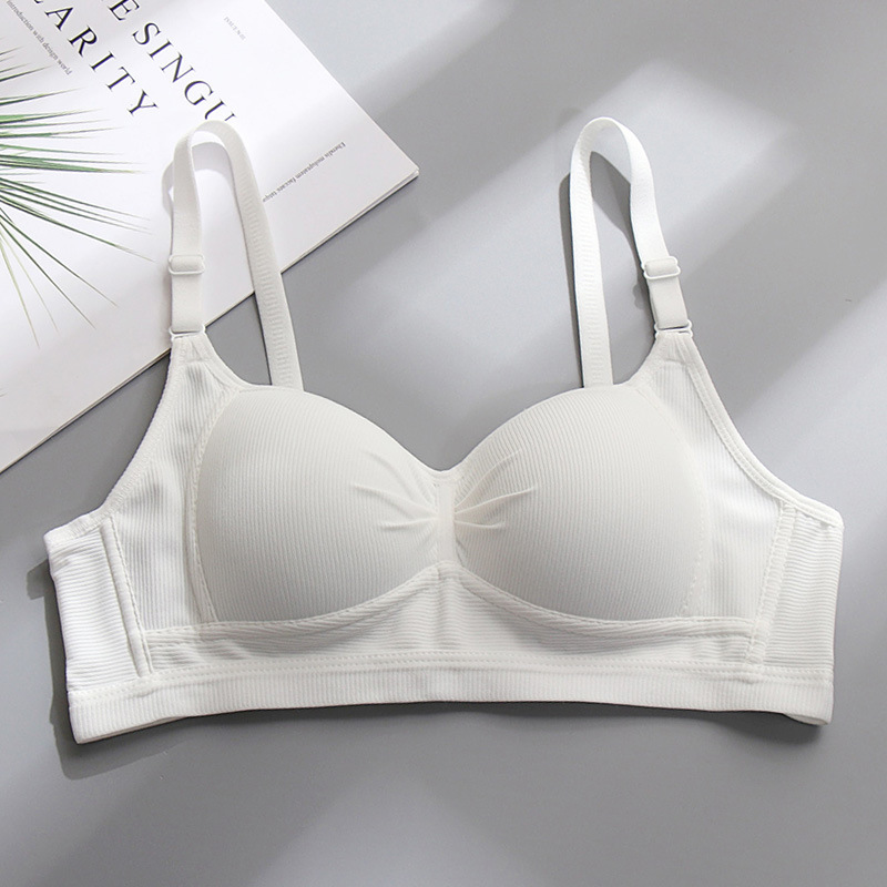 Pure cotton underwear female student small chest push up thin bra high school student girl no steel ring upper support adjustable bra