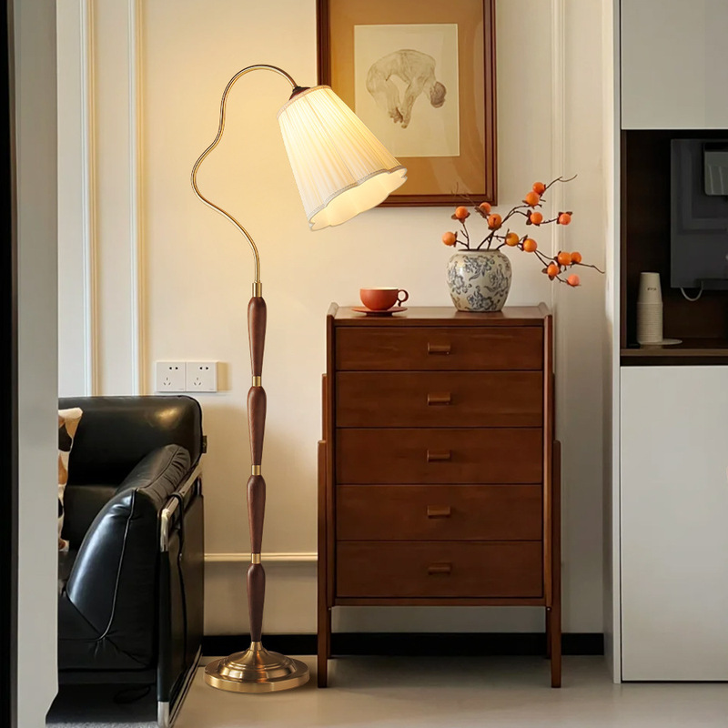 2025 French Mid-Century Style Floor Lamp, Retro Living Room Sofa Side Bedroom Bedside Reading Lamp, Dimmable