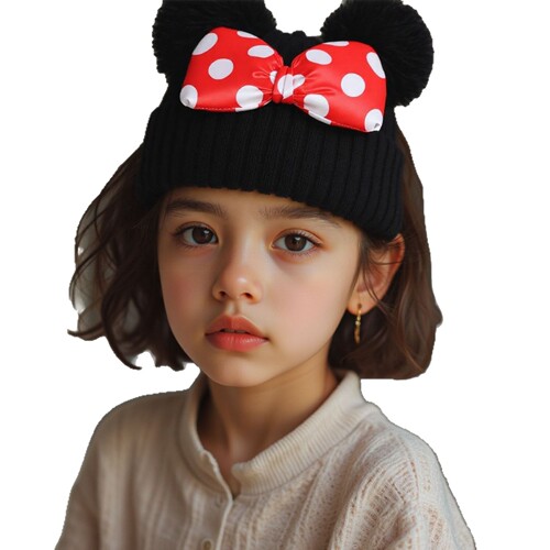 Age Double Knitted Hat 1 Warm and Cute Sweet Butterfly Knot Autumn Winter Children Knitted Hat New Knitting Balls Rice