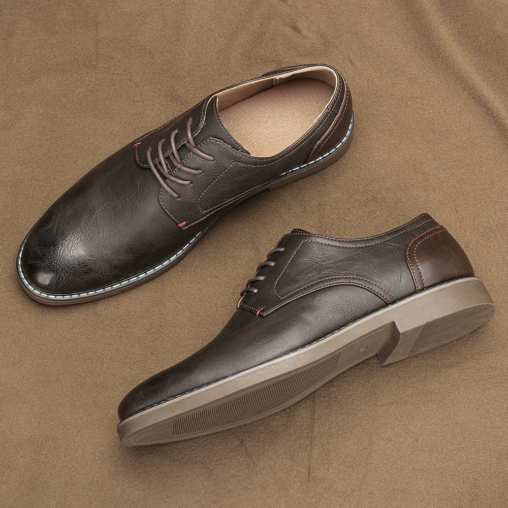 Мужские кожаные туфли большого размера для международной торговли, удобные всесезонные повседневные туфли, мужские ретро-туфли с полированной отделкой.