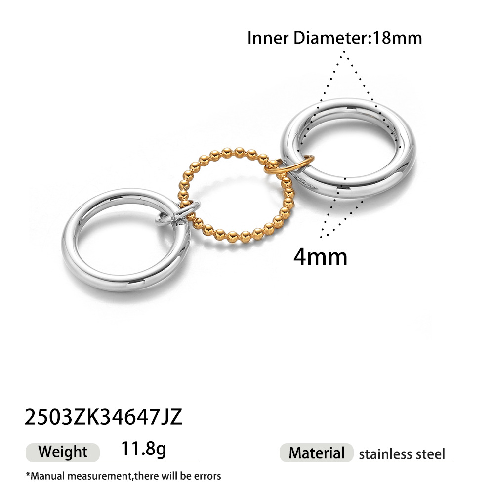 Tena anillo de capa múltiple de dos colores de acero inoxidable europeo y americano, tendencia de moda femenina, modelos calientes, joyas no decoloradas al por mayor