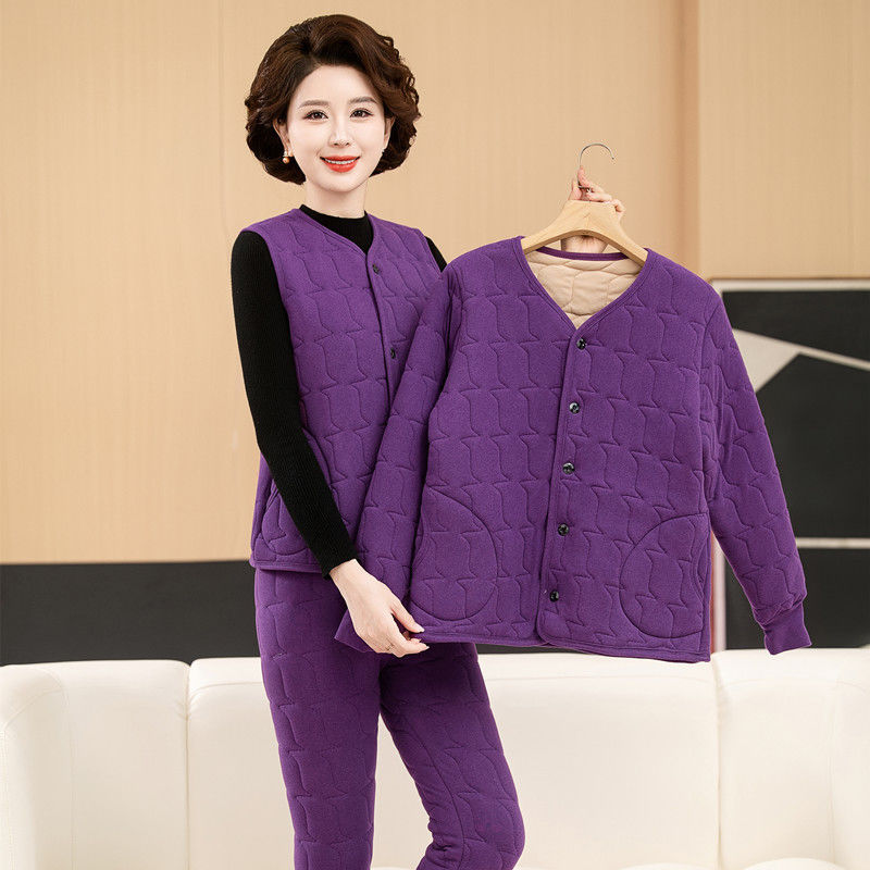 奶奶装冬装套装棉衣棉裤两件套老年人女装棉服加绒老人棉袄妈妈装