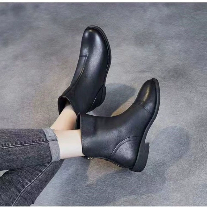 Martens, winter fleece universal low boots English style, chelsea, British style, 2025 years