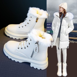 Women's Snow Boots 2024 Boots with Fleece, Thick Cotton Shoes, Winter Short Boots, Thick-Soled Martin Boots, Winter Shoes, Non-Slip