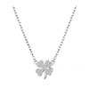 Silver necklace, pendant, four-leaf clover, light luxury style