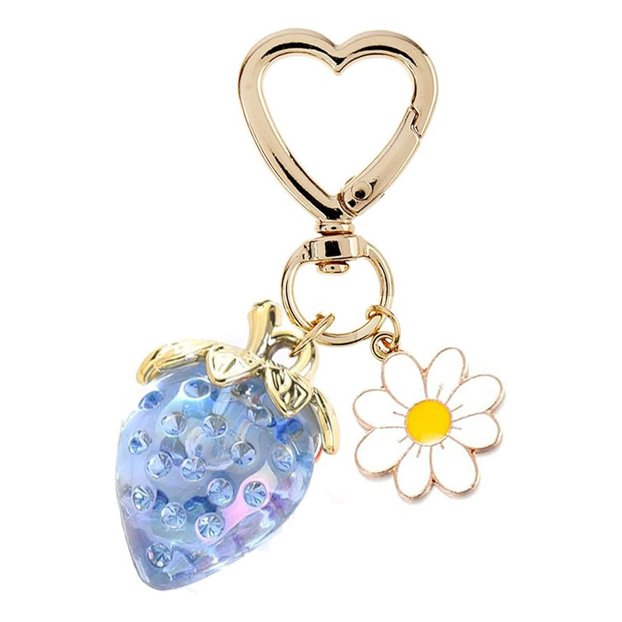 Cute keychain, strawberry, accessory heart shaped