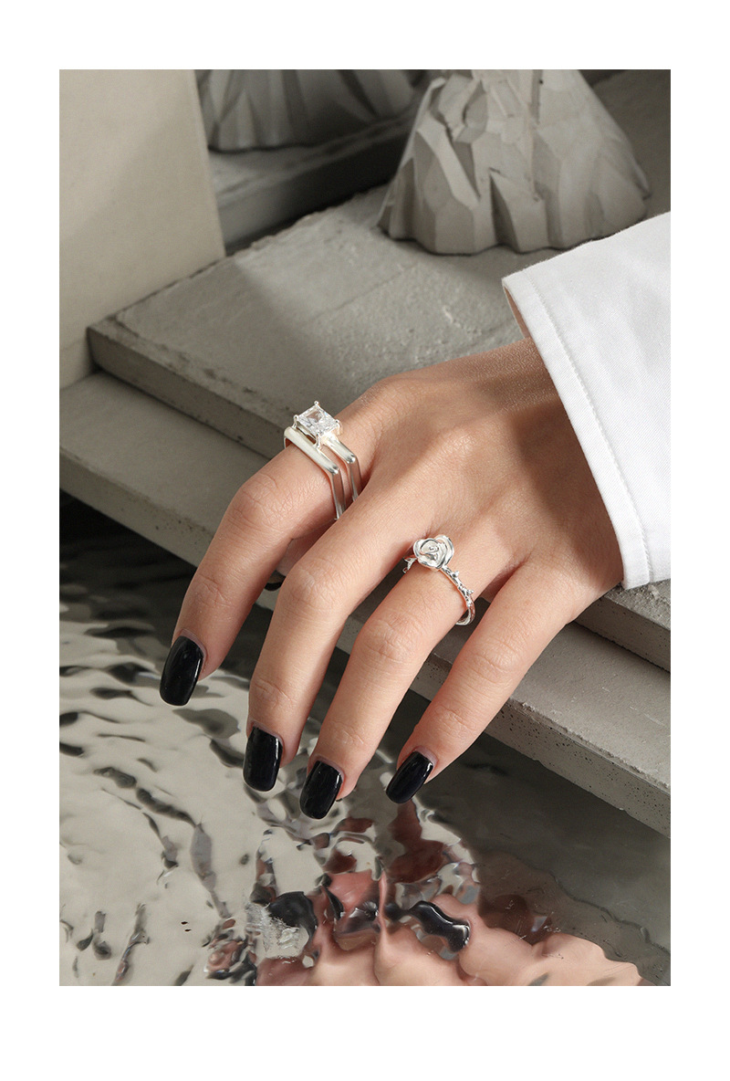 Casual Geometric Sterling Silver Plating Zircon Open Ring 1 Piece