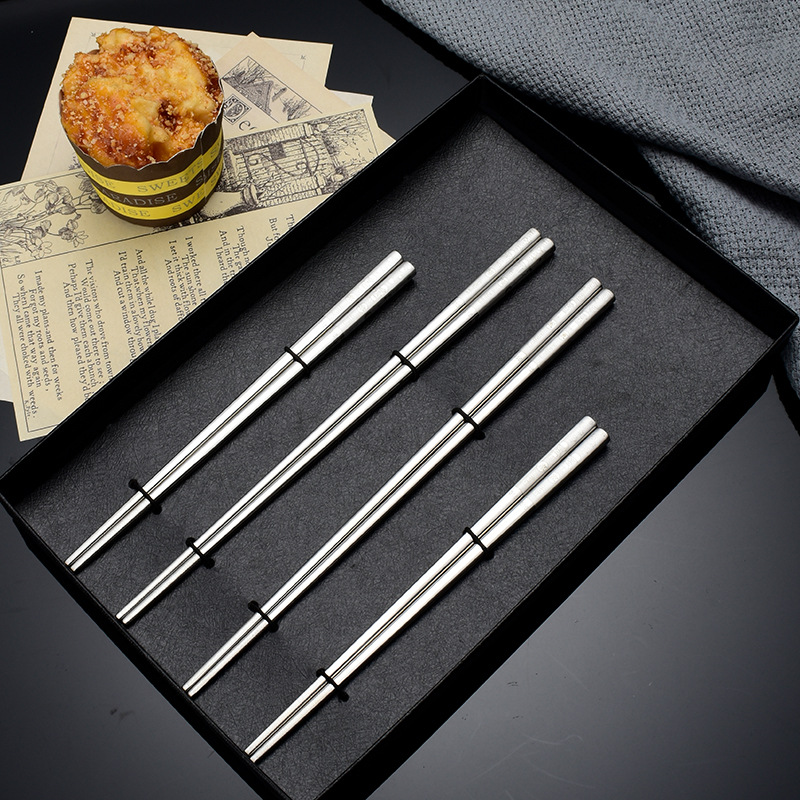 Mingrui 316 스테인레스 스틸 젓가락 4 명의 부모-자식 가족 높은 가치의 가정용 합금 젓가락 곰팡이 방지