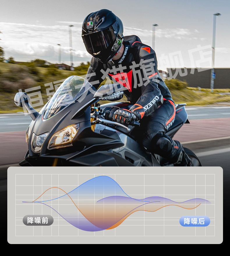 Suitable for Hengjiang-C50 Heavy Bass Motorcycle Helmet Bluetooth Headset Waterproof Noise Reduction Cycling Mesh Multi-Person Pair