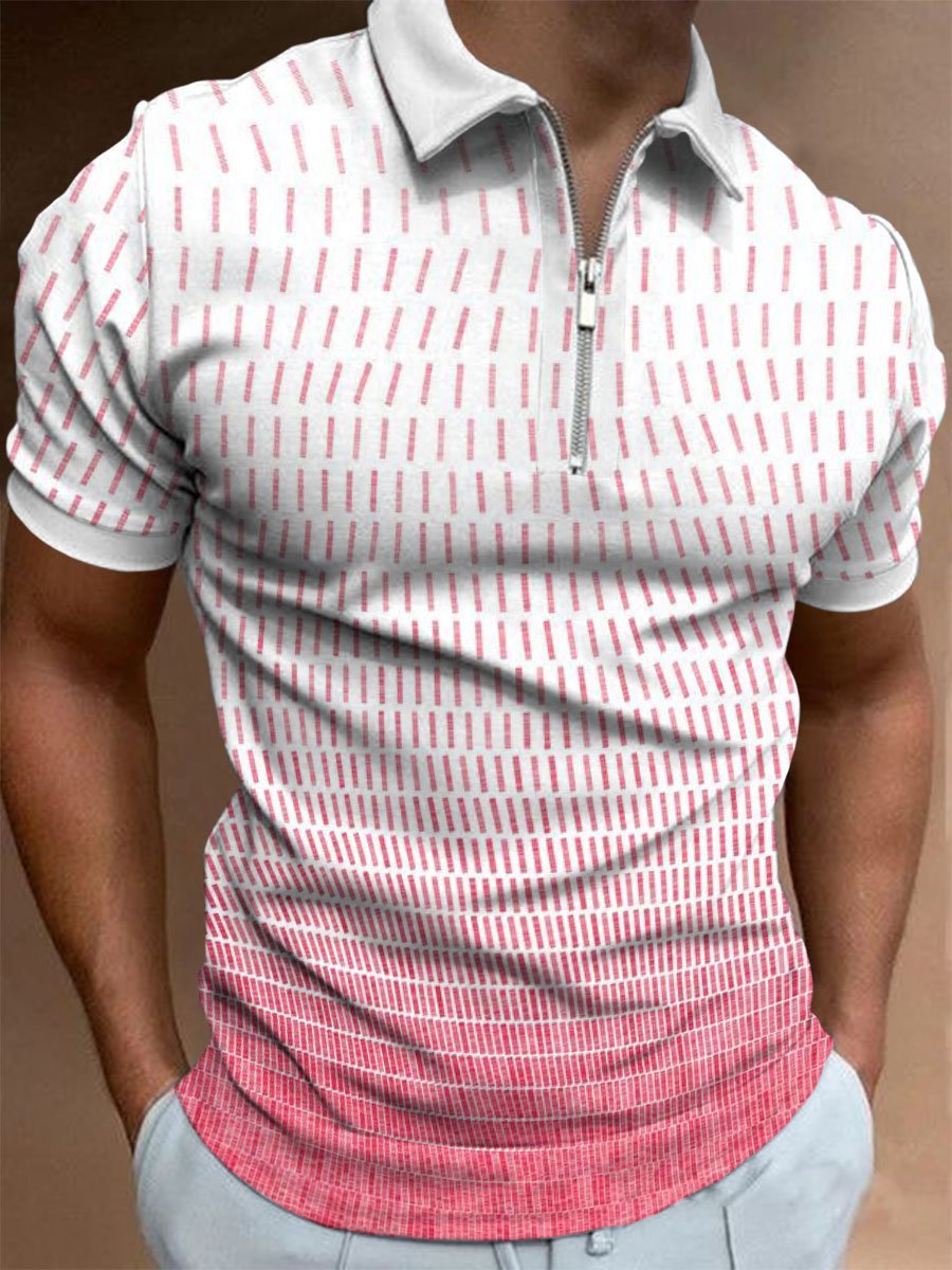 Camiseta Polo Casual de Manga Corta con Cuello Polo, Estilo Europeo y Americano, a Rayas Caqui, en Existencia, Popular en Europa y América
