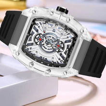 zido品牌高端休闲时尚全自动石英运动防水夜光酒桶型男士腕表1703