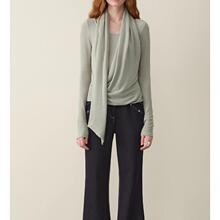 工厂2025秋季新款慵懒垂褶挂脖围巾半门襟U领仿羊绒针织上衣女装