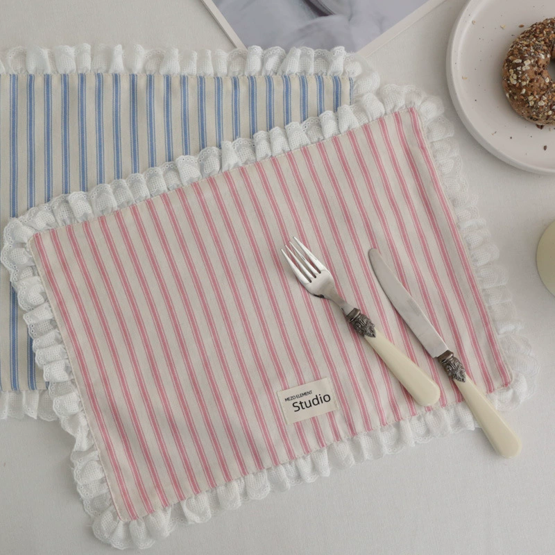 Korean-style striped lace napkin ins double-layer placemat multipurpose dust cover cloth for food photography background